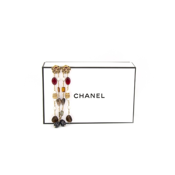 Chanel Beaded Ultra Drop 'CC' Earrings - Picture 4 of 5